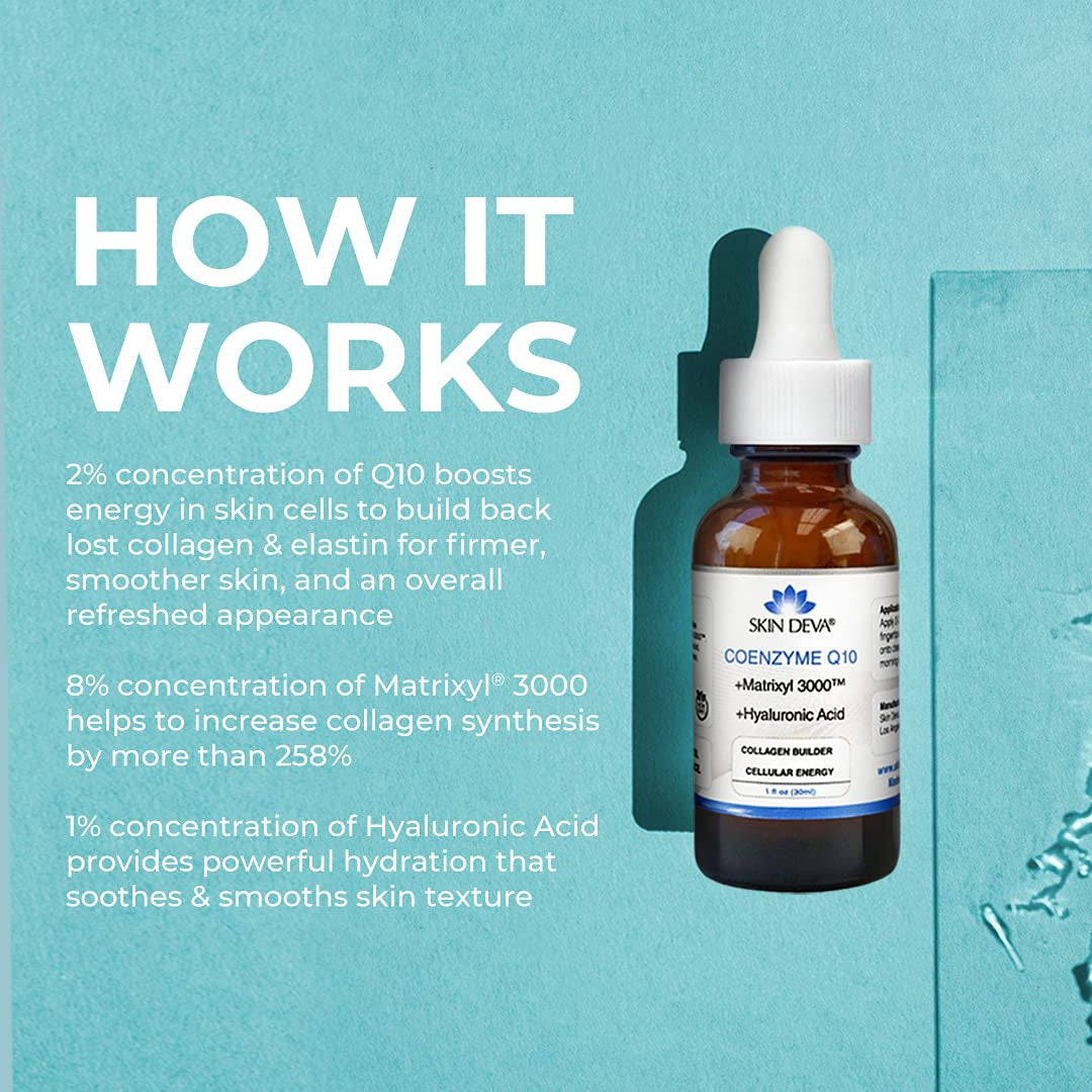 Revitalize Your Skin with SKIN DEVA's Powerful Anti-Aging Serum! 💖✨ Packed with Coenzyme Q10, Matrixyl 3000, and Hyaluronic Acid for Youthful Glow! #SkincareGoals #AntiAging