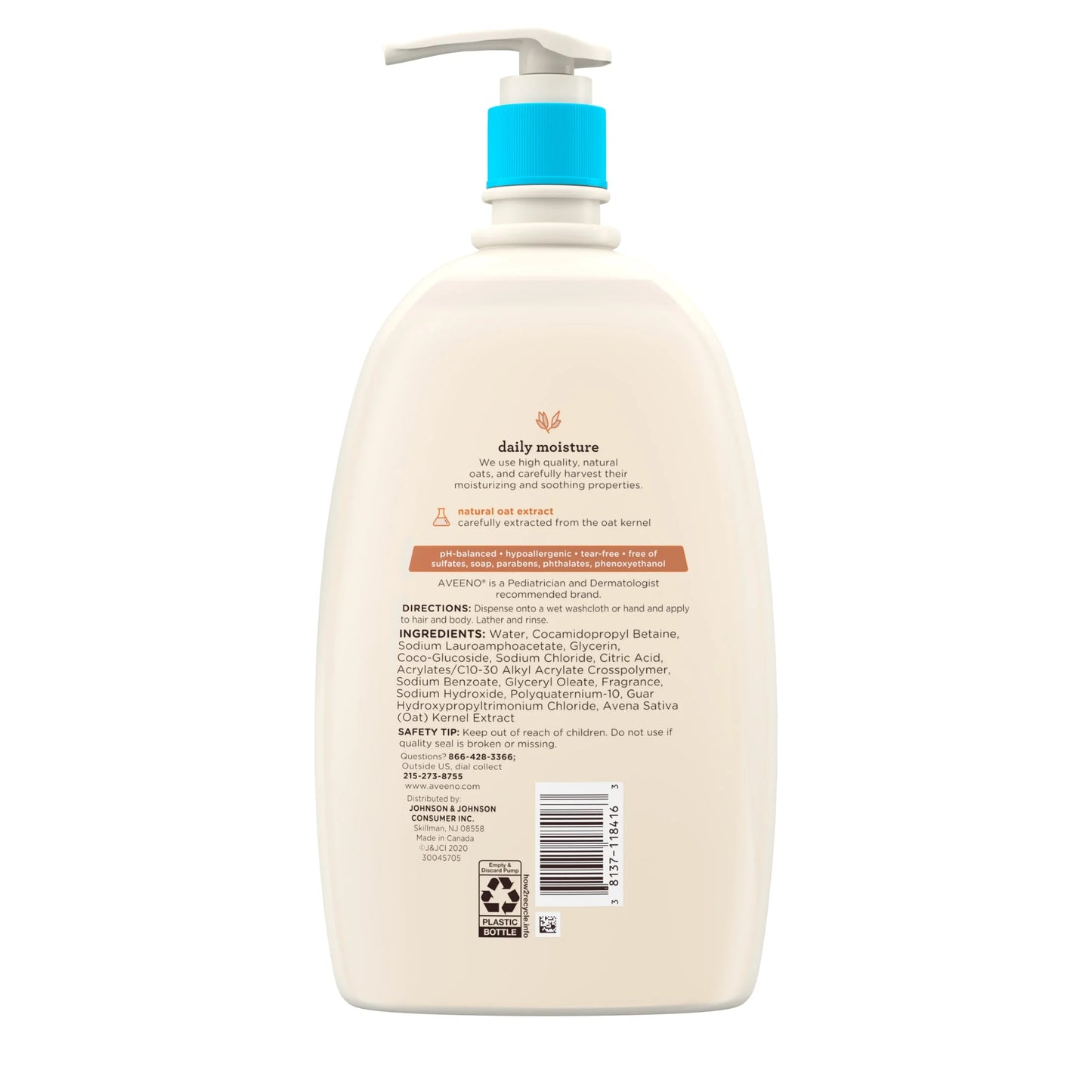 Baby Daily Moisture Bath Body Wash & Shampoo, Oat Extract, 33 Fl Oz