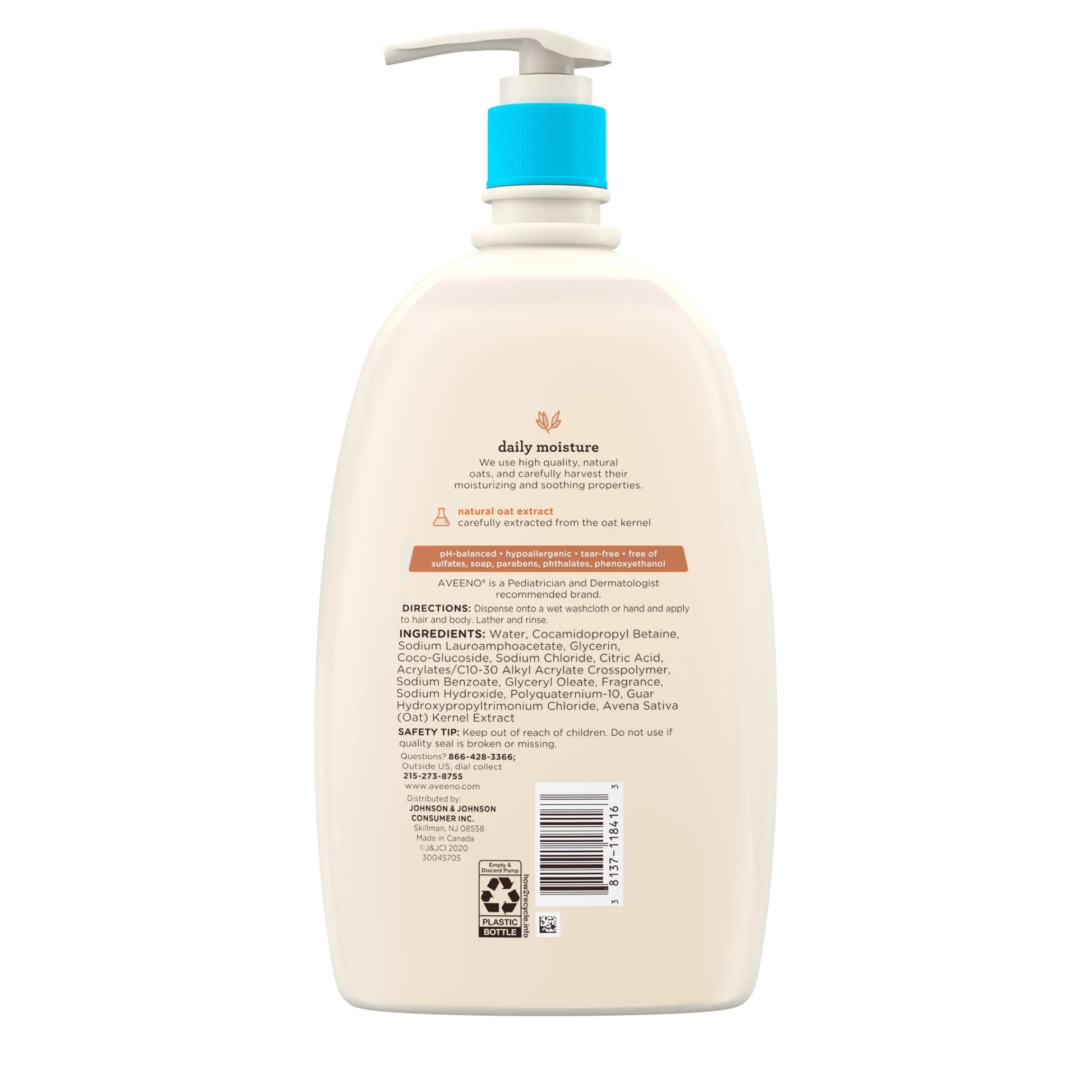 Baby Daily Moisture Bath Body Wash & Shampoo, Oat Extract, 33 Fl Oz