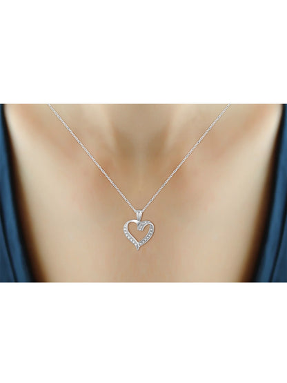White Diamond Accent Sterling Silver Open Heart Pendant
