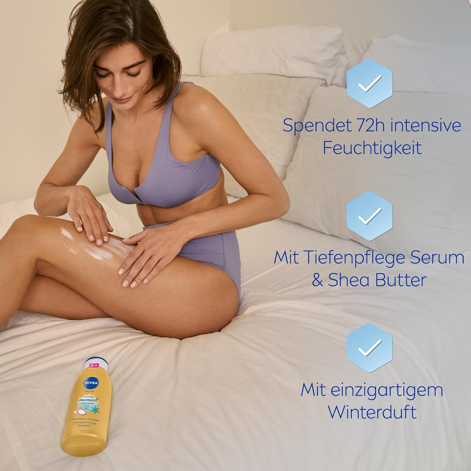 NIVEA Body Milk Winter Moment, Body Lotion Mit Tiefenpflege Serum Für 72H Feuchtigkeit, Körperlotion Mit Sheabutter Für Trockene Haut, Mit Einzigartigem Winterduft (400 Ml)