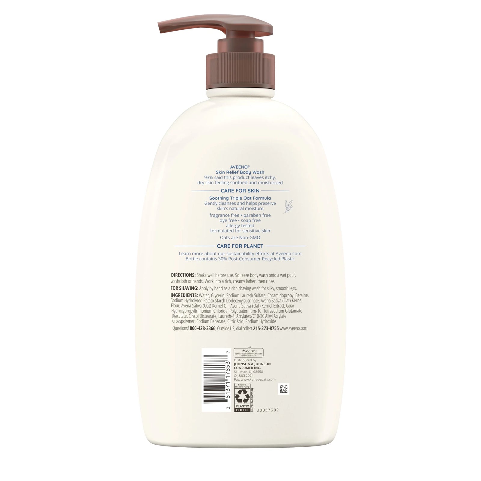 Skin Relief Body Wash Soap, Fragrance Free Shower Gel for Sensitive Skin, 33 Oz