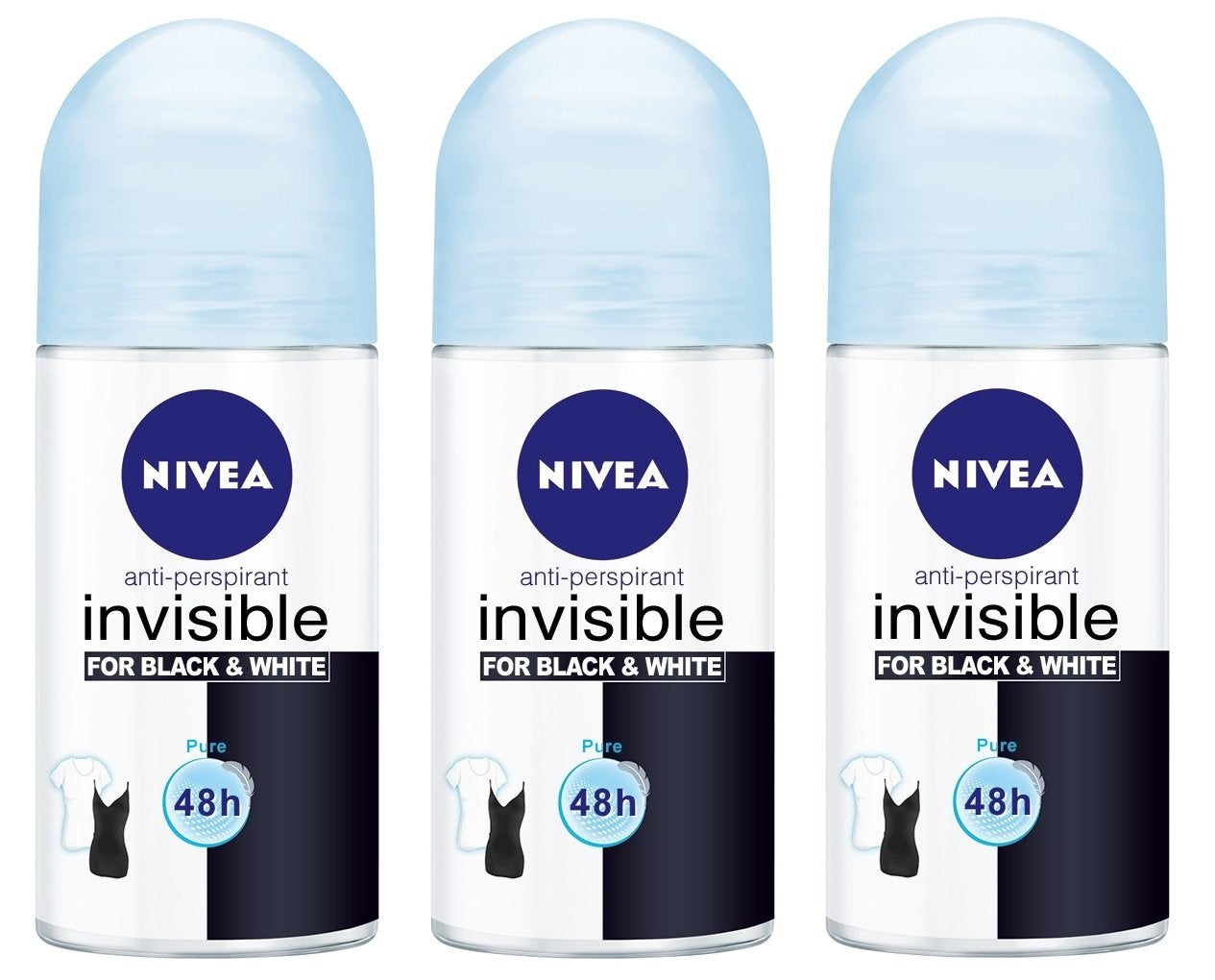 NIVEA 50Ml Invisible Black and White Clear Roll on anti Perspirant Deodorant Original 1 Count