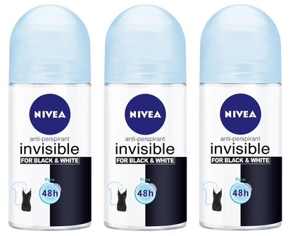 NIVEA 50Ml Invisible Black and White Clear Roll on anti Perspirant Deodorant Original 1 Count