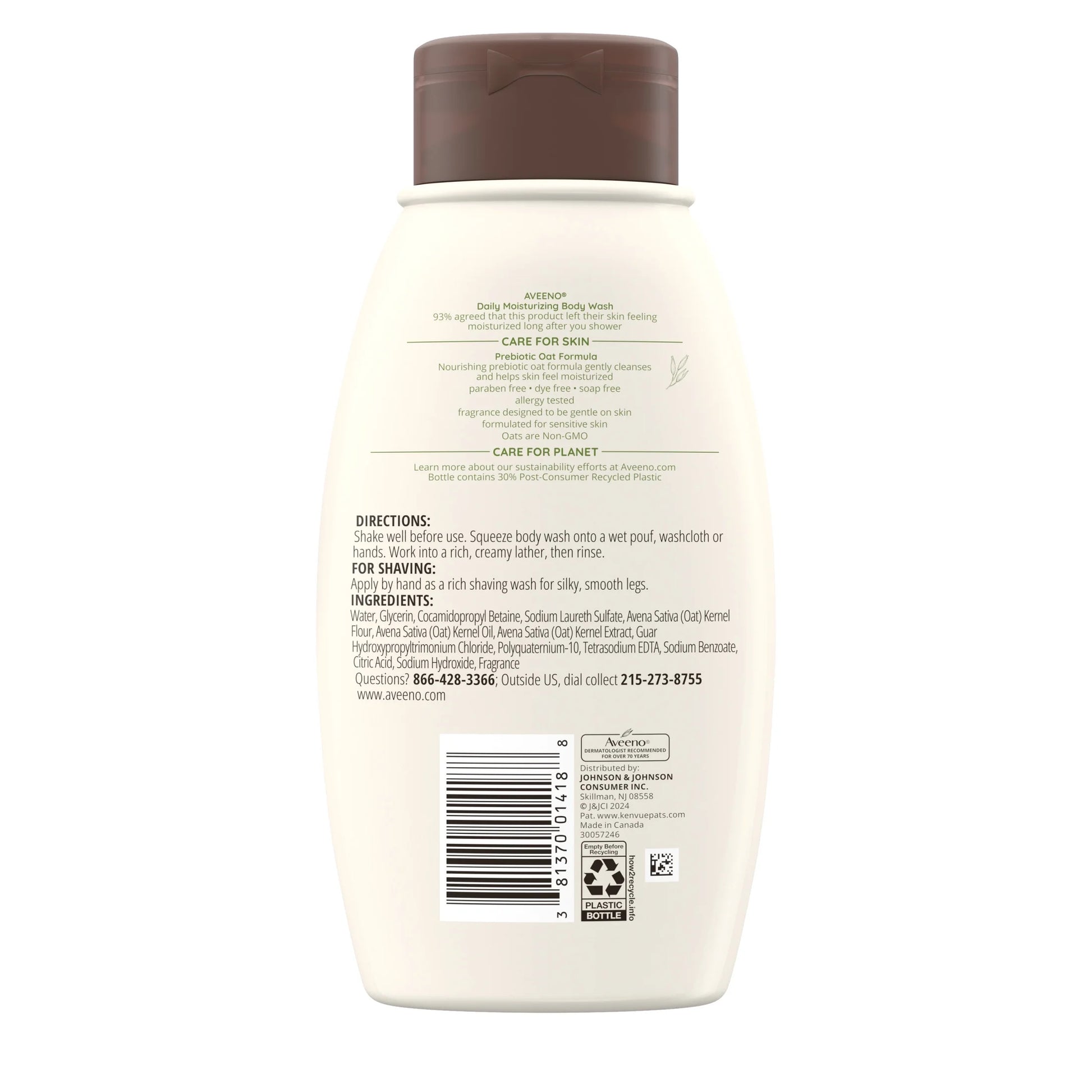 Daily Moisturizing Body Wash, Prebiotic Oat, Dry Skin, 12 Fl Oz