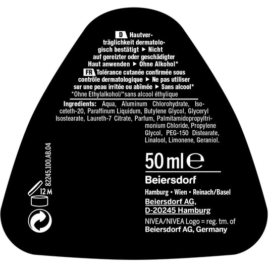 NIVEA MEN Black & White Invisible Deo Roll on in 6 Pack (6 X 50 Ml)