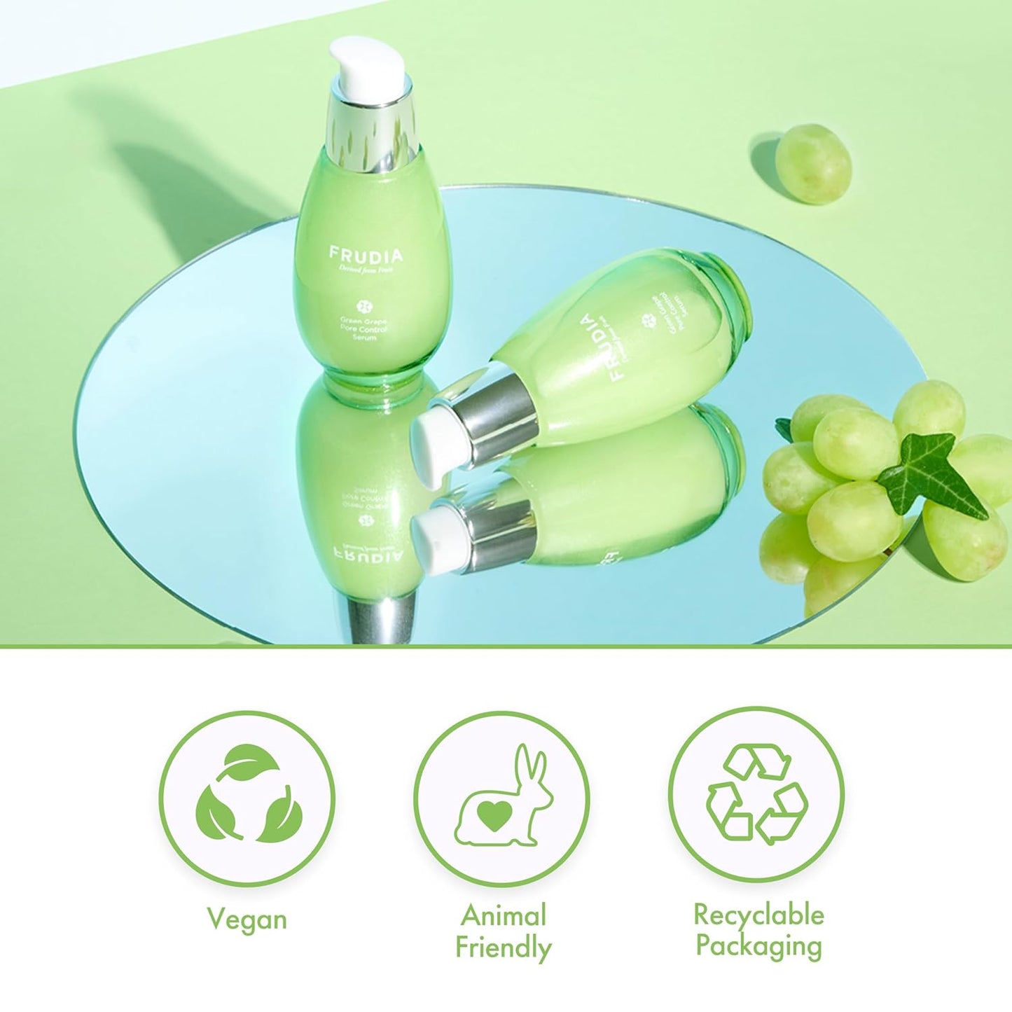 WELCOS FRUDIA Green Grape Pore Control Serum | Pore Minimizer with GG Extract, Tannin Pore Complex & anti Sebum P | Korean Skin Care for Sensitive Skin | Hydrating Serum (1.76 Fl Oz)