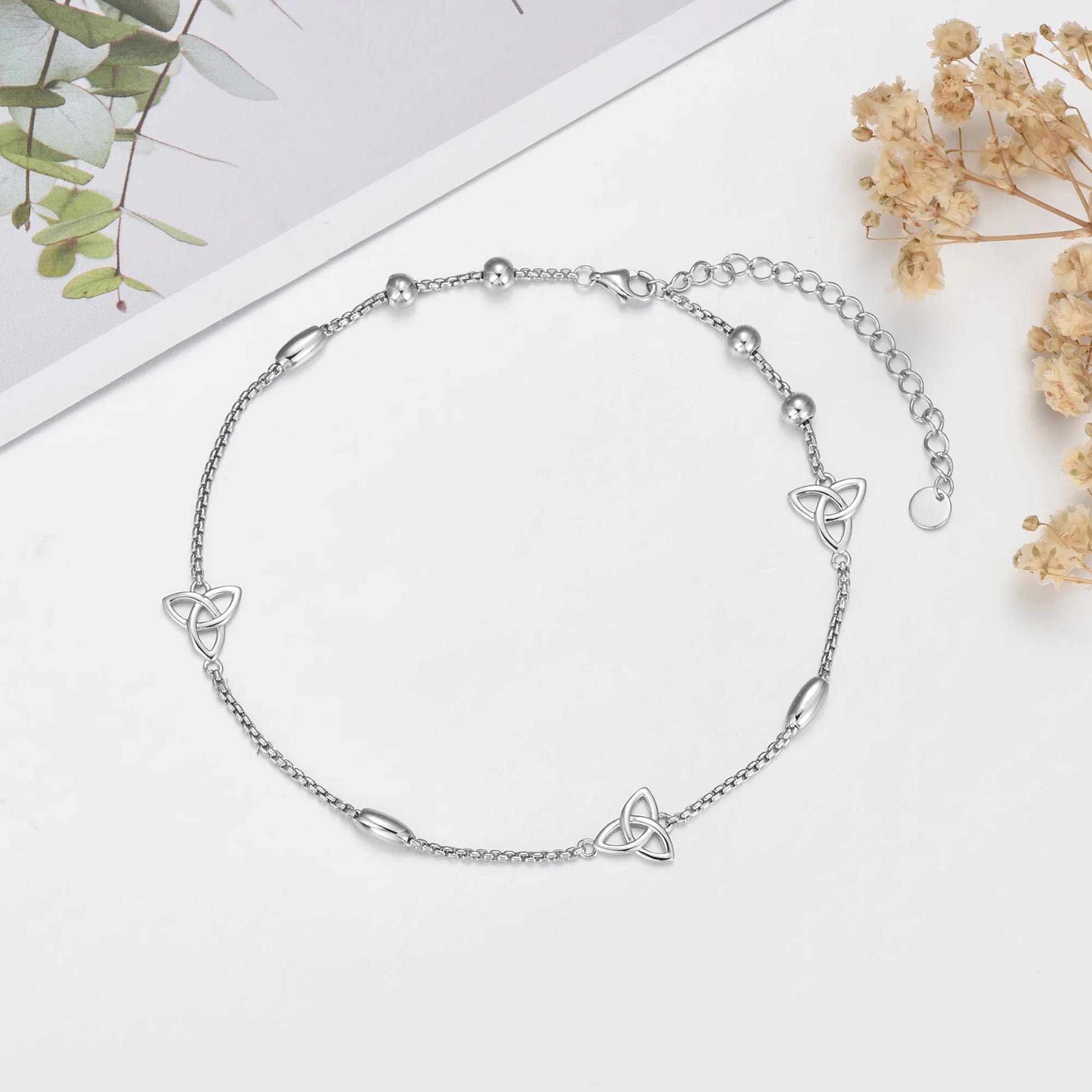 S925 Sterling Silver Celtic Knot Ankle Bracelets Birthday Anniversary Mothers Day Christmas Gifts for Women