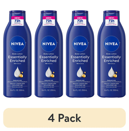 (4 Pack)  Essentially Enriched Body Lotion for Dry Skin with Hyaluronic Acid and Almond Oil, 8.4 Fl Oz