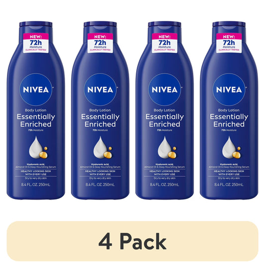 (4 Pack)  Essentially Enriched Body Lotion for Dry Skin with Hyaluronic Acid and Almond Oil, 8.4 Fl Oz