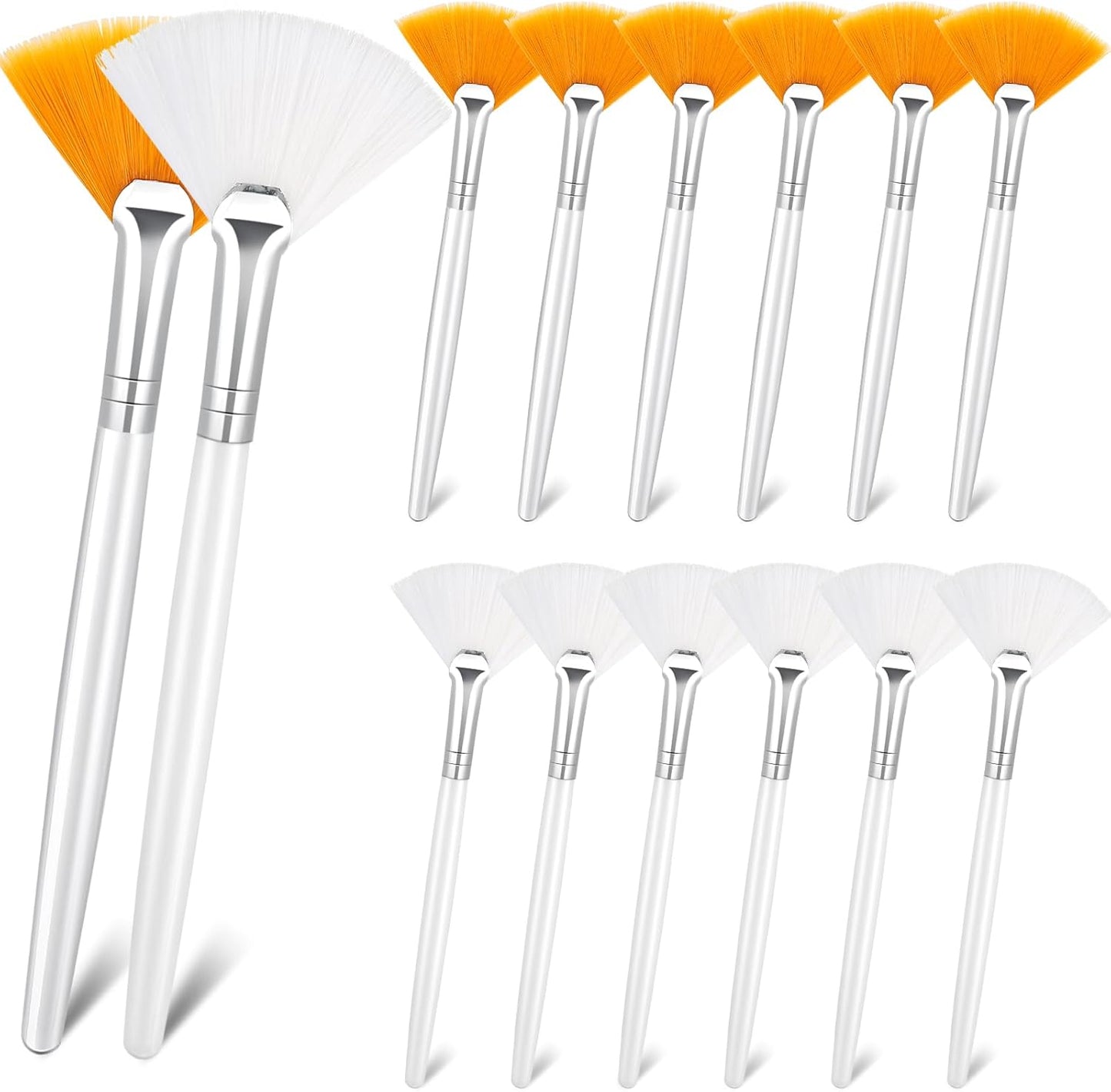 Patelai 14 Pieces Fan Brushes Applicator, Mask Brushes for Facial Makeup Tools for Face Cosmetic(Brown)