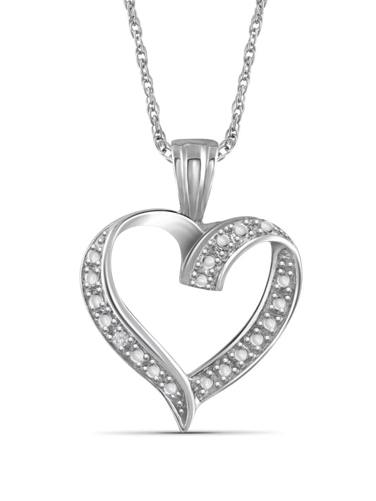 White Diamond Accent Sterling Silver Open Heart Pendant