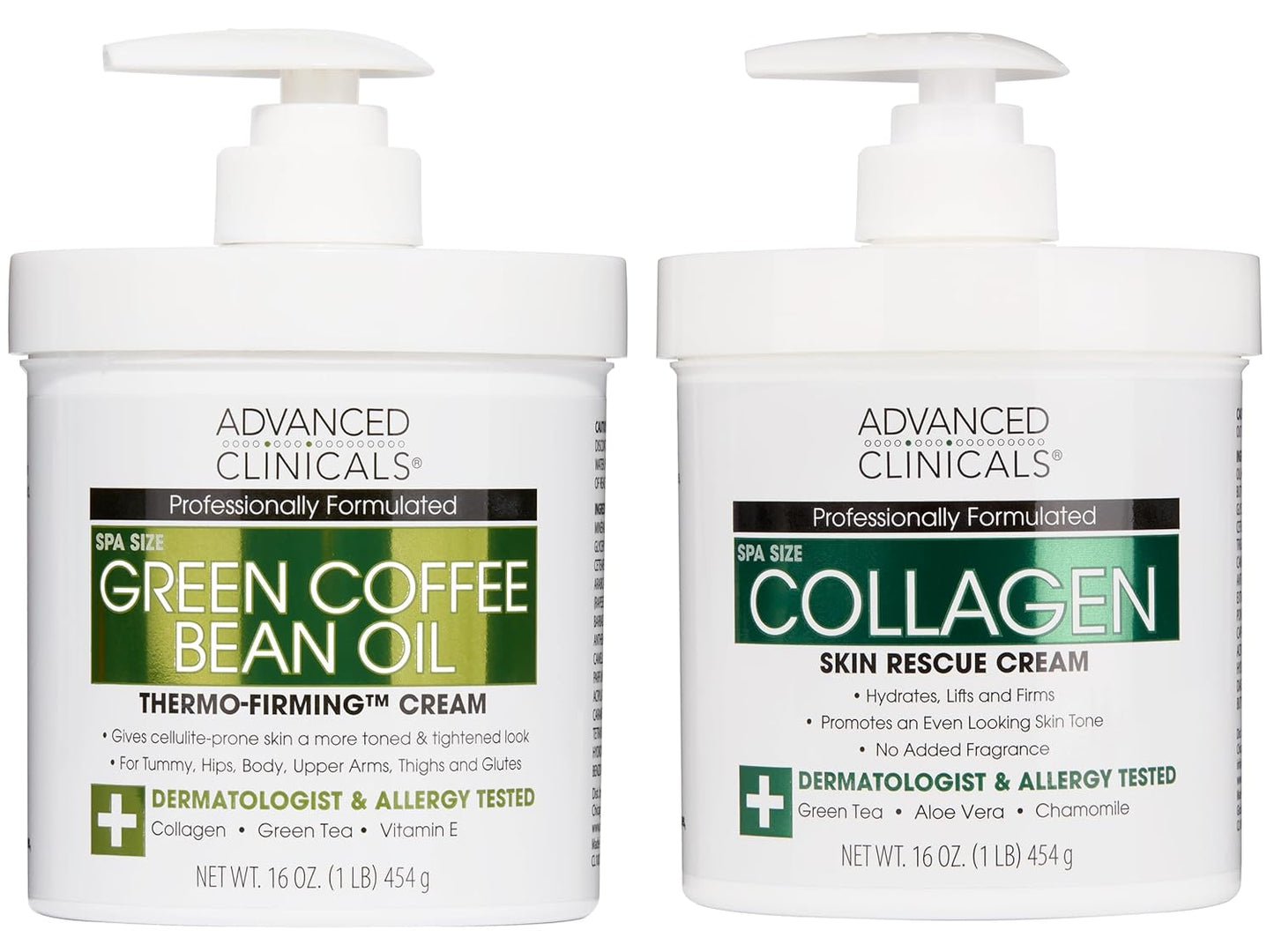 Collagen Body Cream and Face Serum Set - Unscented Formula for All Skin Types, Reduces Wrinkles and Dryness