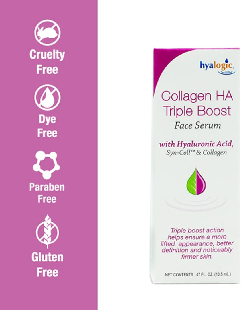 Hyalogic HA Collagen Serum - Triple Action Face Serum for Enhanced Skin Health - Peptide-Infused Formula for Youthful Firmness and Elasticity, Fragrance-Free and Paraben-Free, 0.47 FL OZ