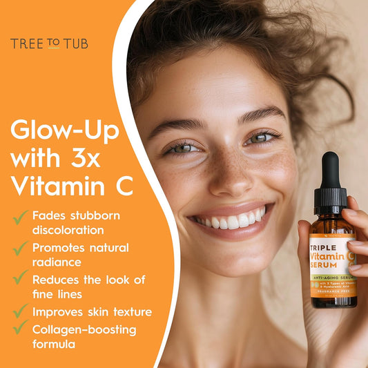Glow Up Your Skin! 🌟 Tree to Tub's Illuminating Vitamin C Serum - Triple the Hydration & Anti-Aging Power! Perfect for Dry, Sensitive Skin! 💧✨