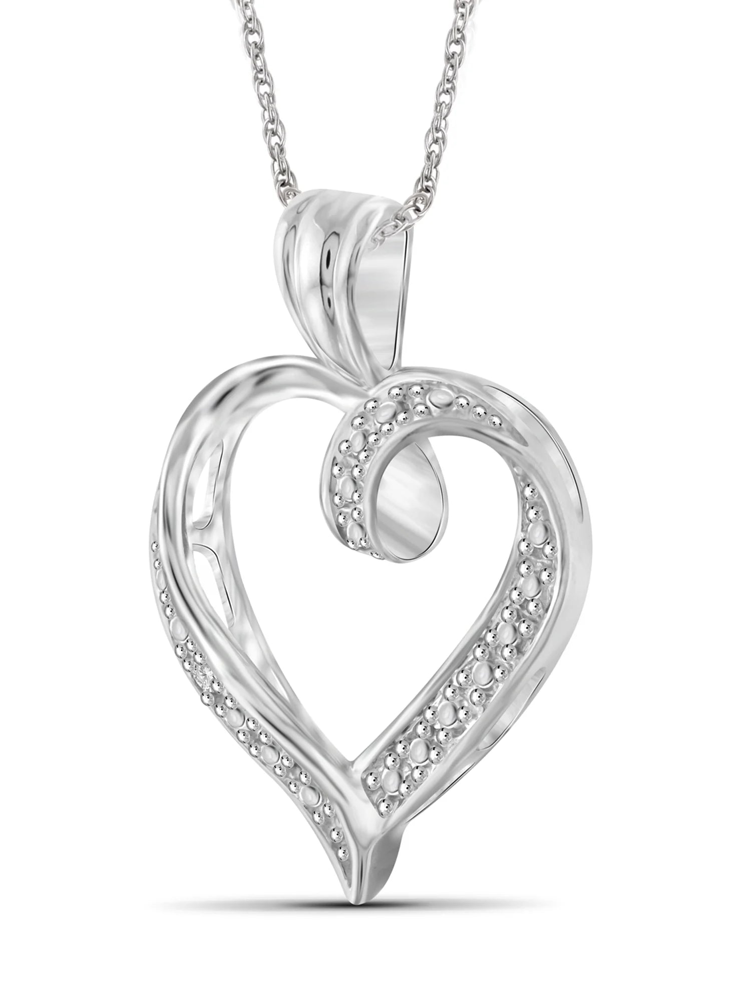 White Diamond Accent Sterling Silver Open Heart Pendant