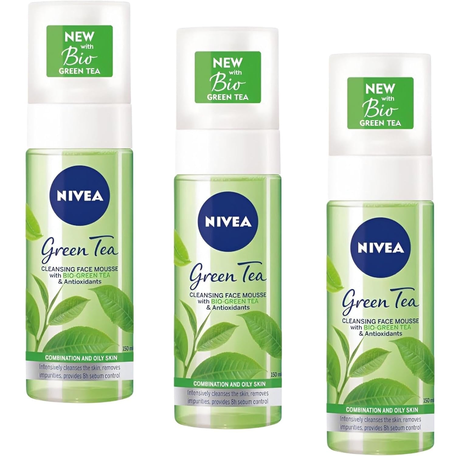 MASHBOX Nivea Green Tea Cleansing Face Mousse 150Ml 3 PACK