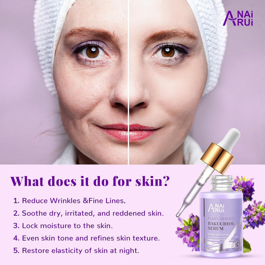 Glow Up with ANAI RUI Bakuchiol Face Serum 🌟 Your Retinol Alternative for Smoother, Youthful Skin! 💧✨ #Skincare #AntiAging #SensitiveSkin