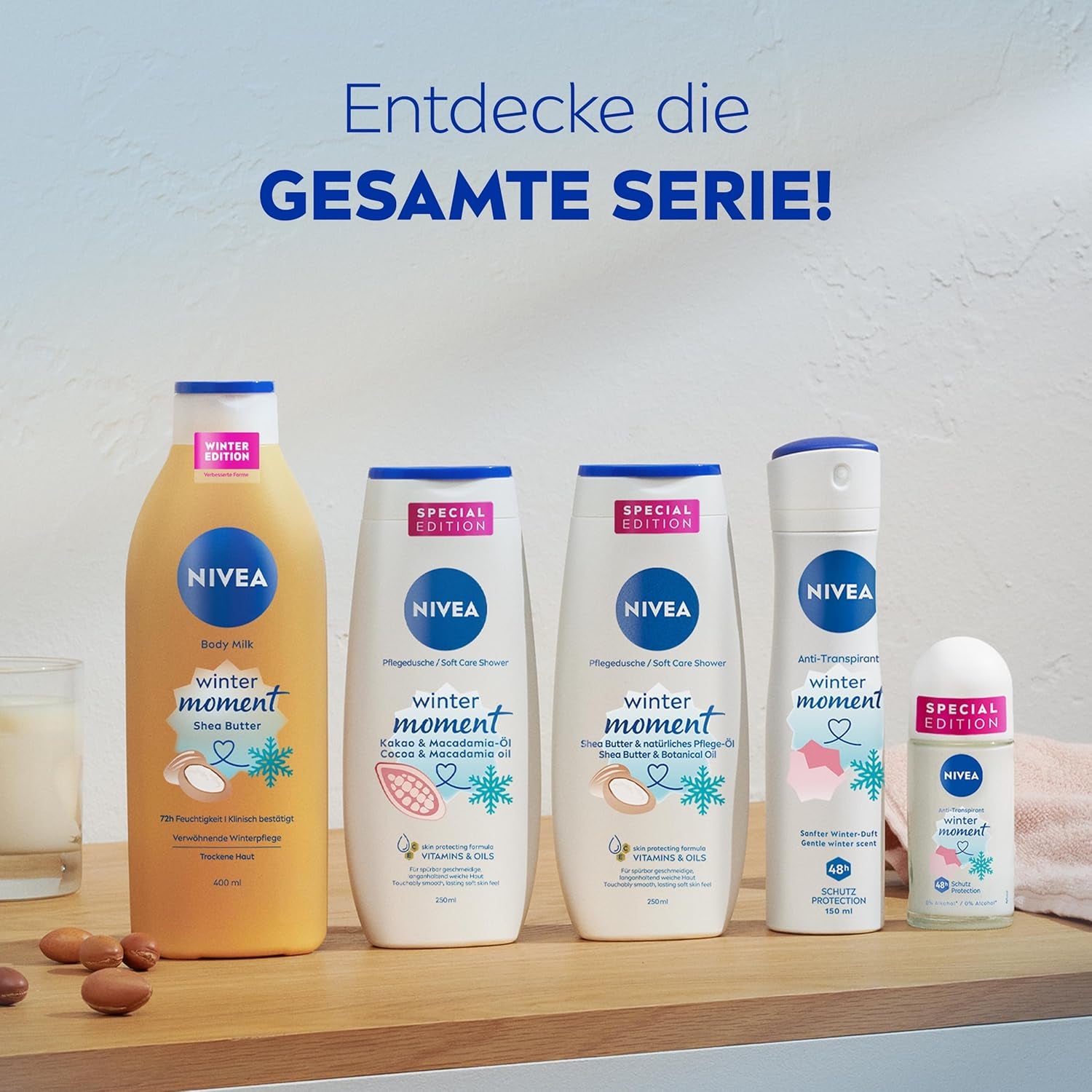 NIVEA Body Milk Winter Moment, Body Lotion Mit Tiefenpflege Serum Für 72H Feuchtigkeit, Körperlotion Mit Sheabutter Für Trockene Haut, Mit Einzigartigem Winterduft (400 Ml)