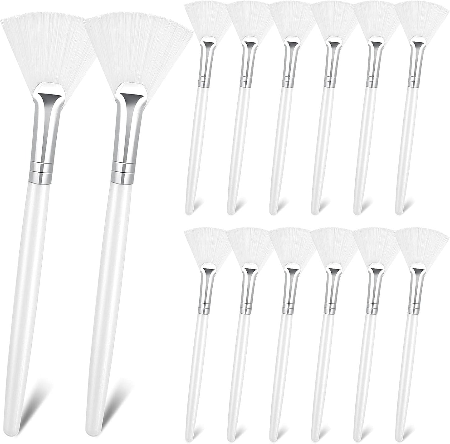 Patelai 14 Pieces Fan Brushes Applicator, Mask Brushes for Facial Makeup Tools for Face Cosmetic(Brown)