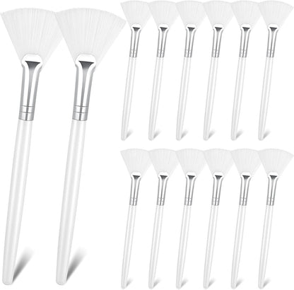Patelai 14 Pieces Fan Brushes Applicator, Mask Brushes for Facial Makeup Tools for Face Cosmetic(Brown)