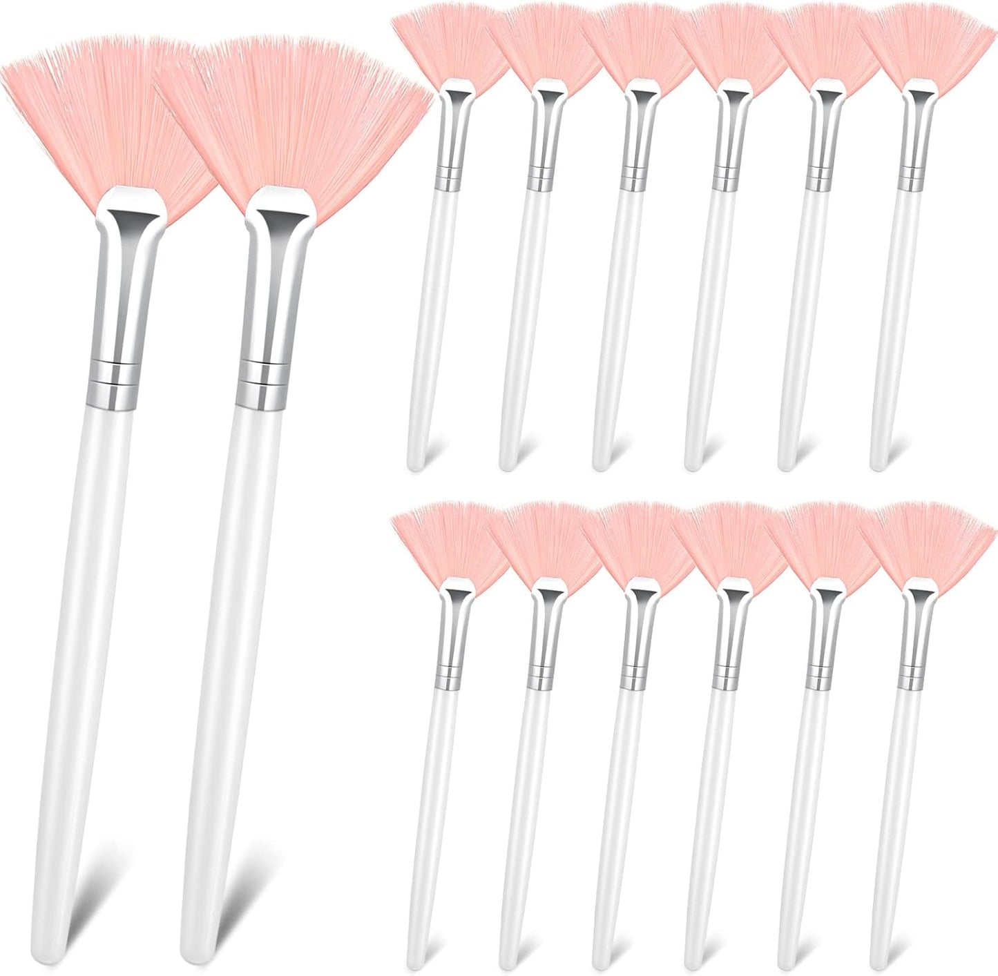 Patelai 14 Pieces Fan Brushes Applicator, Mask Brushes for Facial Makeup Tools for Face Cosmetic(Brown)
