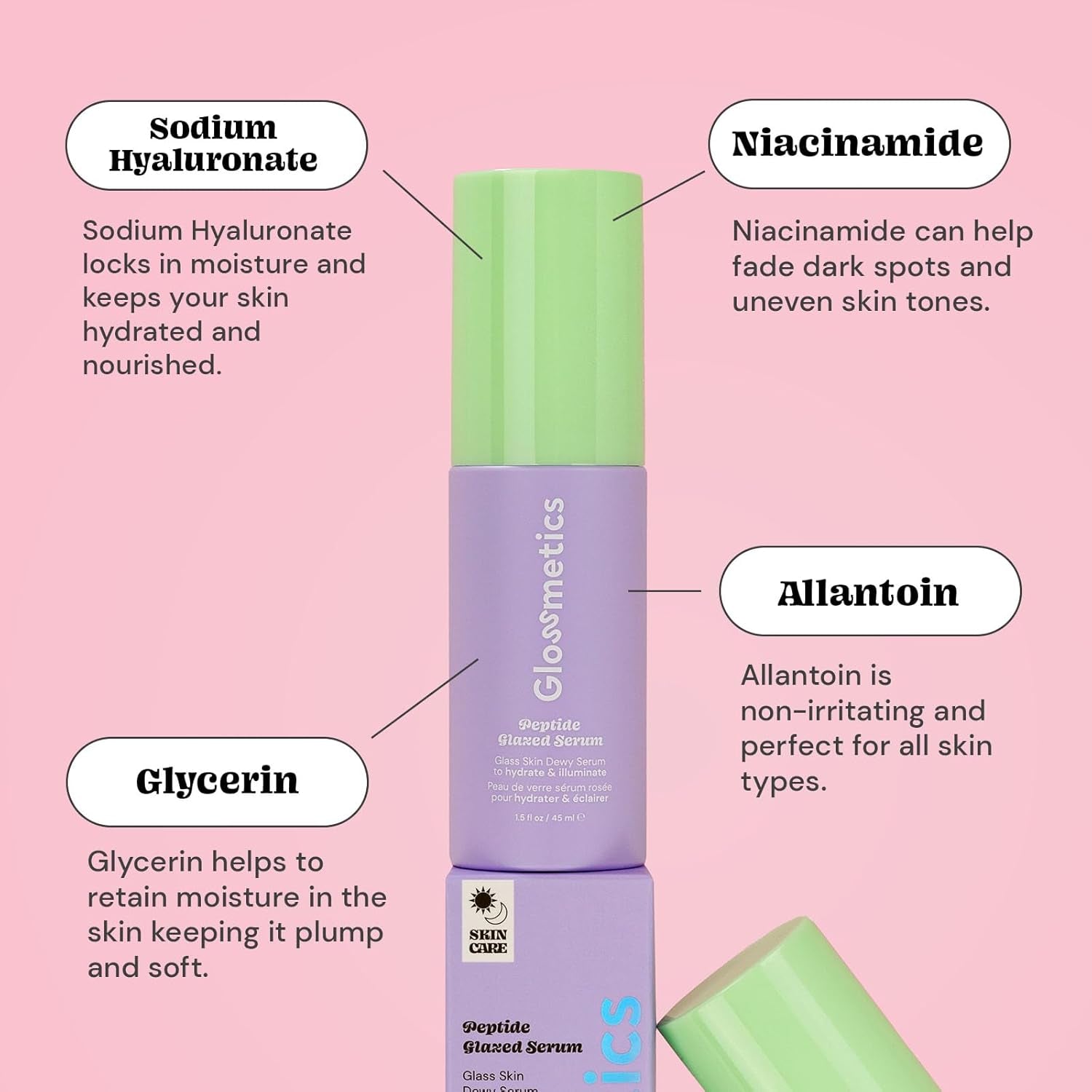 Glossmetics Peptide Glazed Face Serum for Women - Hydrating, Pore Tightening, Illuminating 5% Niacinamide Serum for Face with Hyaluronic Acid Serums for Skin Care