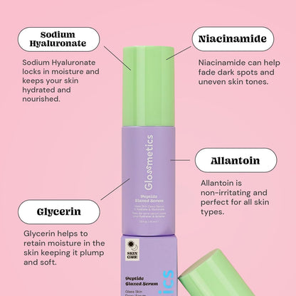 Glossmetics Peptide Glazed Face Serum for Women - Hydrating, Pore Tightening, Illuminating 5% Niacinamide Serum for Face with Hyaluronic Acid Serums for Skin Care