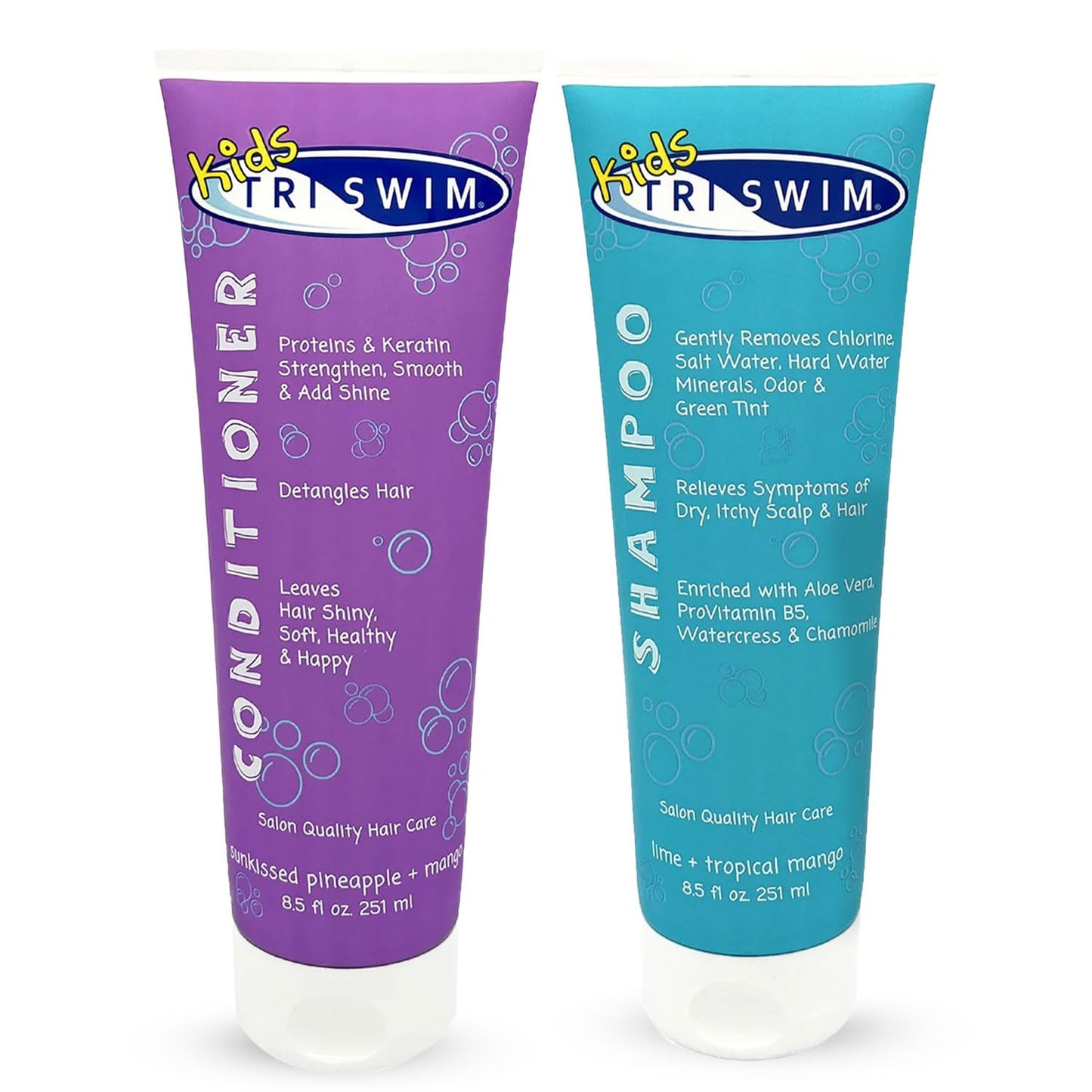 TRISWIM Kids Chlorine Removal Shampoo 8.5Oz | Removes Chlorine, Bromine, Salt Water & Hard Water Minerals | Hydrates & Nourishes with Aloe Vera, Vitamin a & Pro Vitamin B5 | Lime + Mango Scent