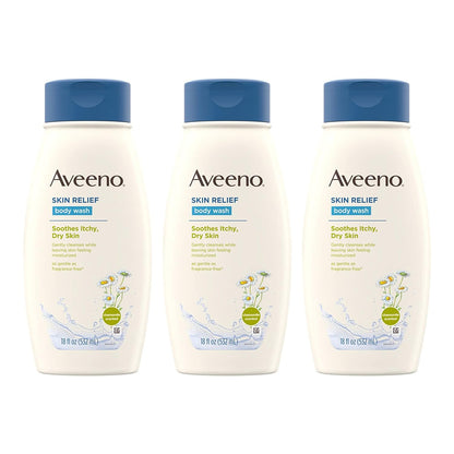 Aveeno Active Naturals Skin Relief Body Wash, Fragrance Free, 18 Fl Oz (Pack of 1)