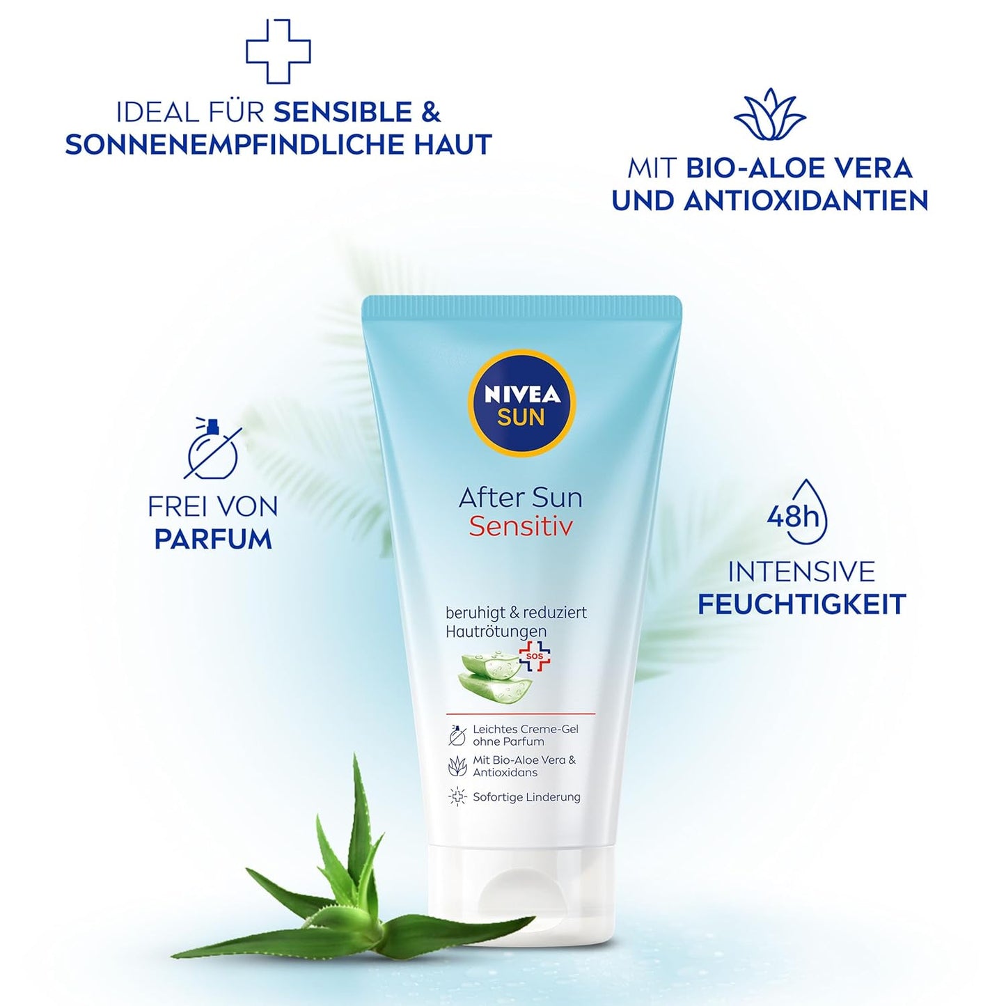 after Sun Sensitiv SOS Creme-Gel (175 Ml), Kühlende SOS Pflege Mit Hautberuhigender Wirkung, Hautgel Mit Bio-Aloe Vera Und Antioxidans Für Sensible Haut