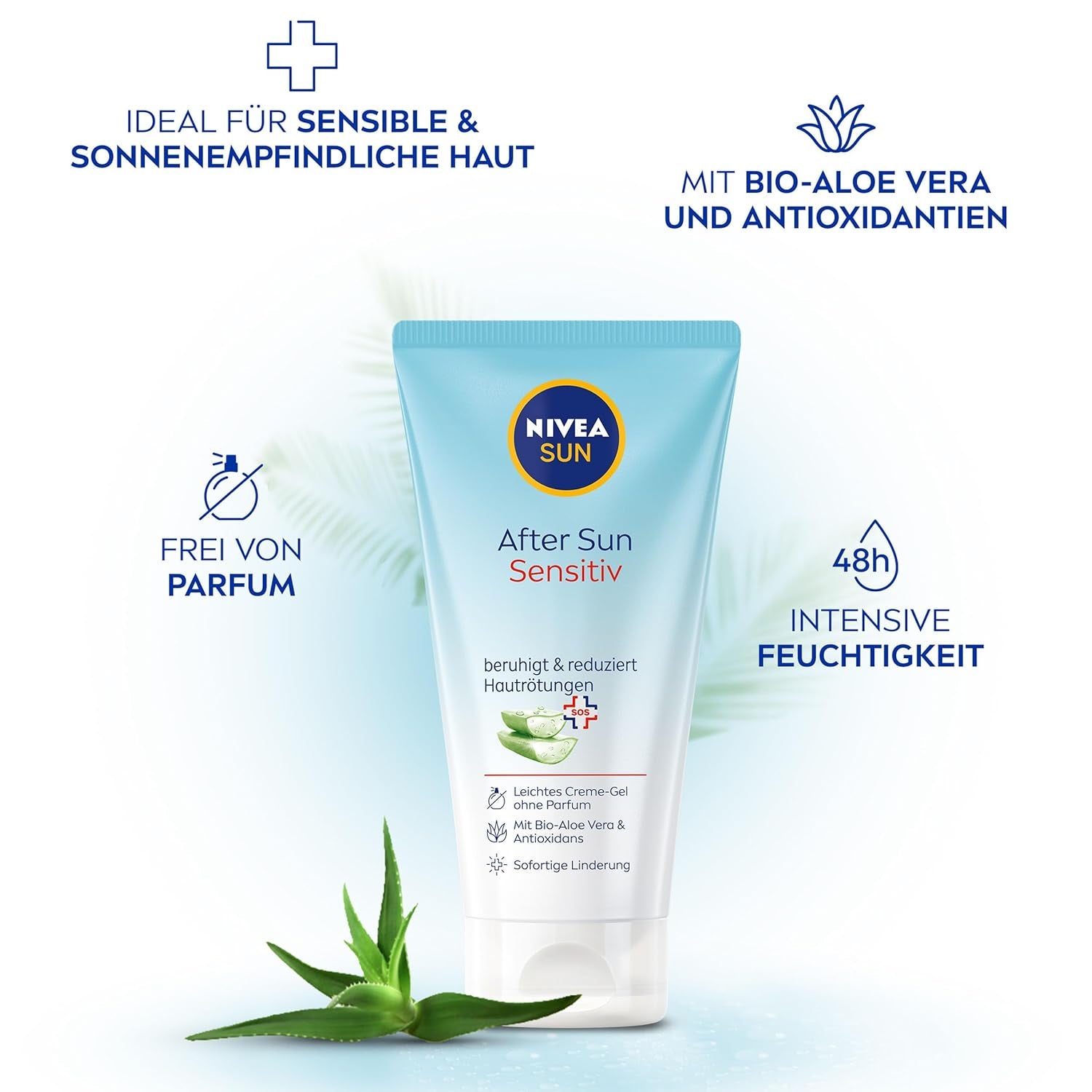 after Sun Sensitiv SOS Creme-Gel (175 Ml), Kühlende SOS Pflege Mit Hautberuhigender Wirkung, Hautgel Mit Bio-Aloe Vera Und Antioxidans Für Sensible Haut