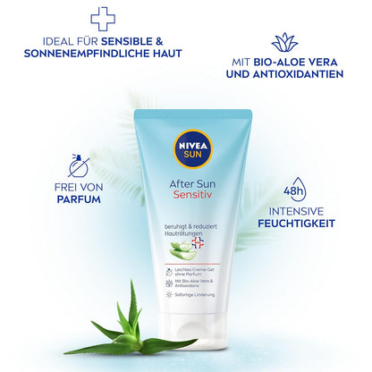 after Sun Sensitiv SOS Creme-Gel (175 Ml), Kühlende SOS Pflege Mit Hautberuhigender Wirkung, Hautgel Mit Bio-Aloe Vera Und Antioxidans Für Sensible Haut