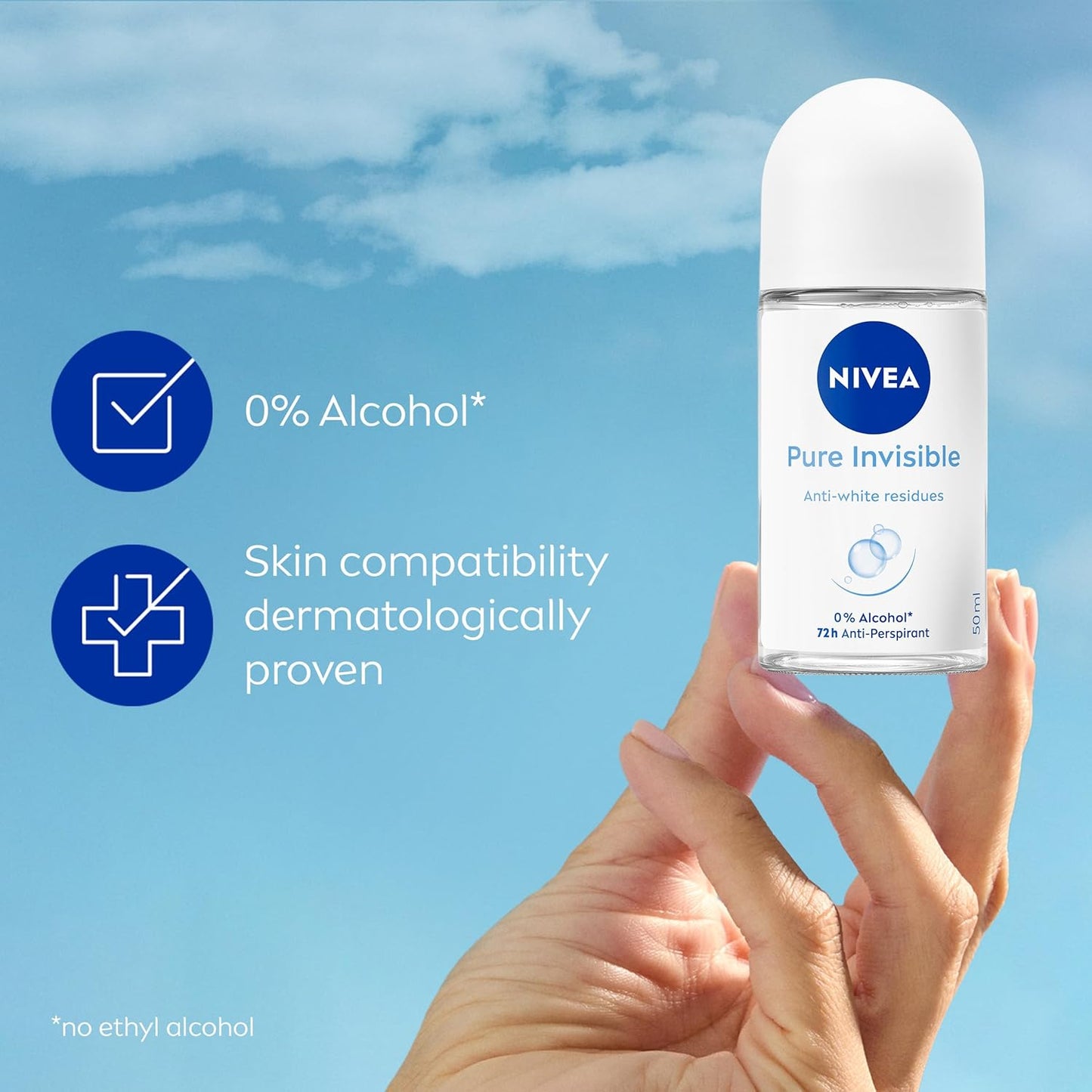 Nivea Pure Invisible 48H Antiperspirant Roll-On Deodorant 50Ml 1.7 Oz