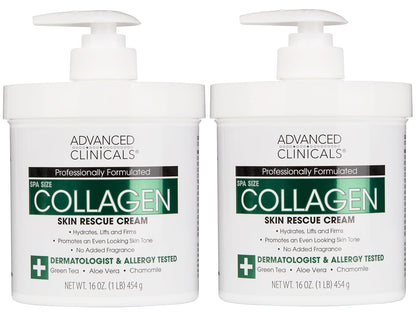 Collagen Body Cream and Face Serum Set - Unscented Formula for All Skin Types, Reduces Wrinkles and Dryness