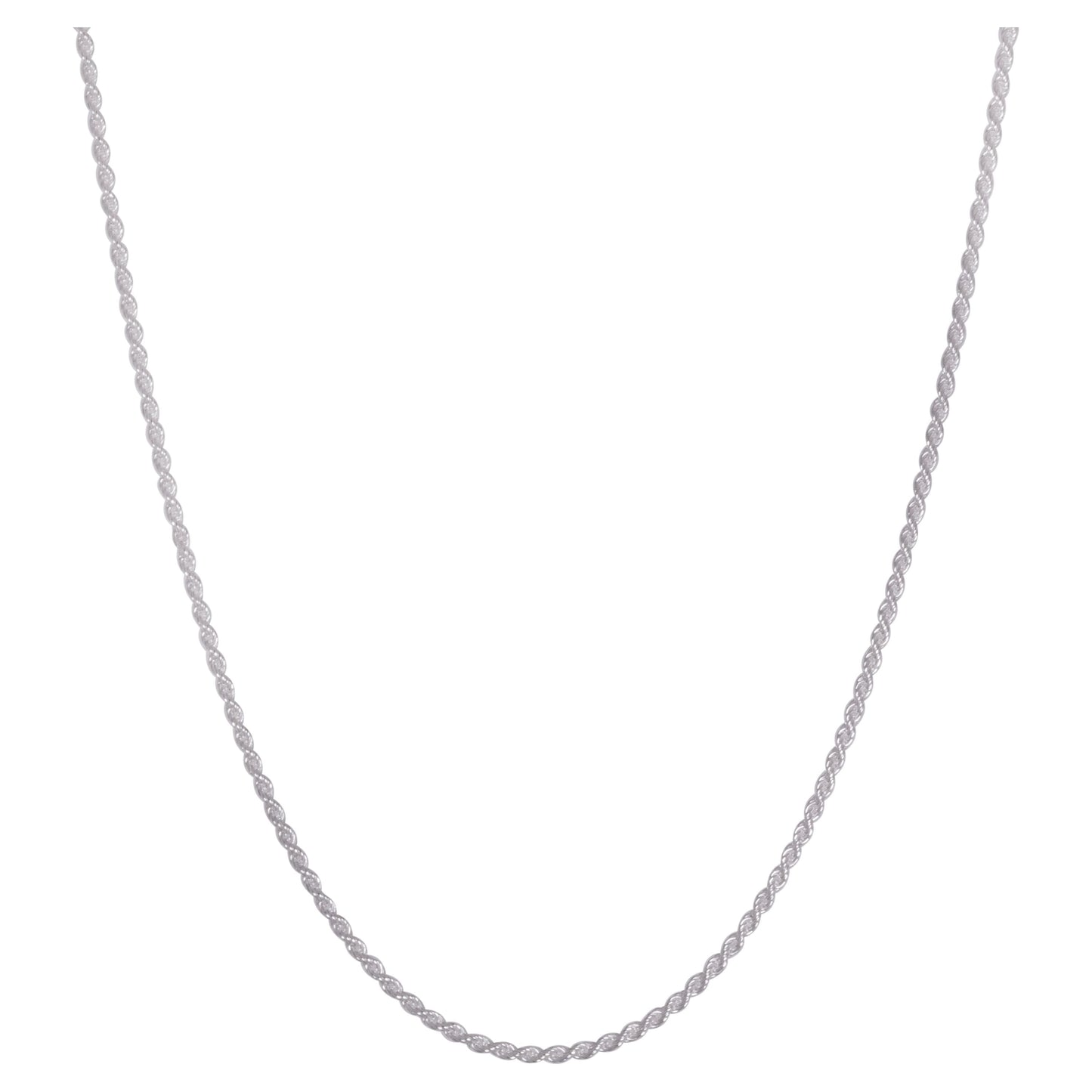 Sterling Silver Diamond Cut Rope Necklace, 18Inch
