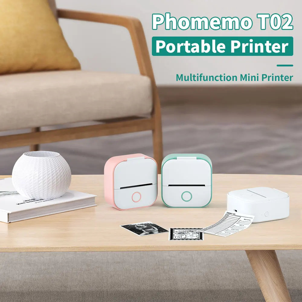Phomemo T02 Pocket Printer Mini Portable Label Maker Self-adhesive Sticker mini impresora portatil impresora etiqueta adhesivas