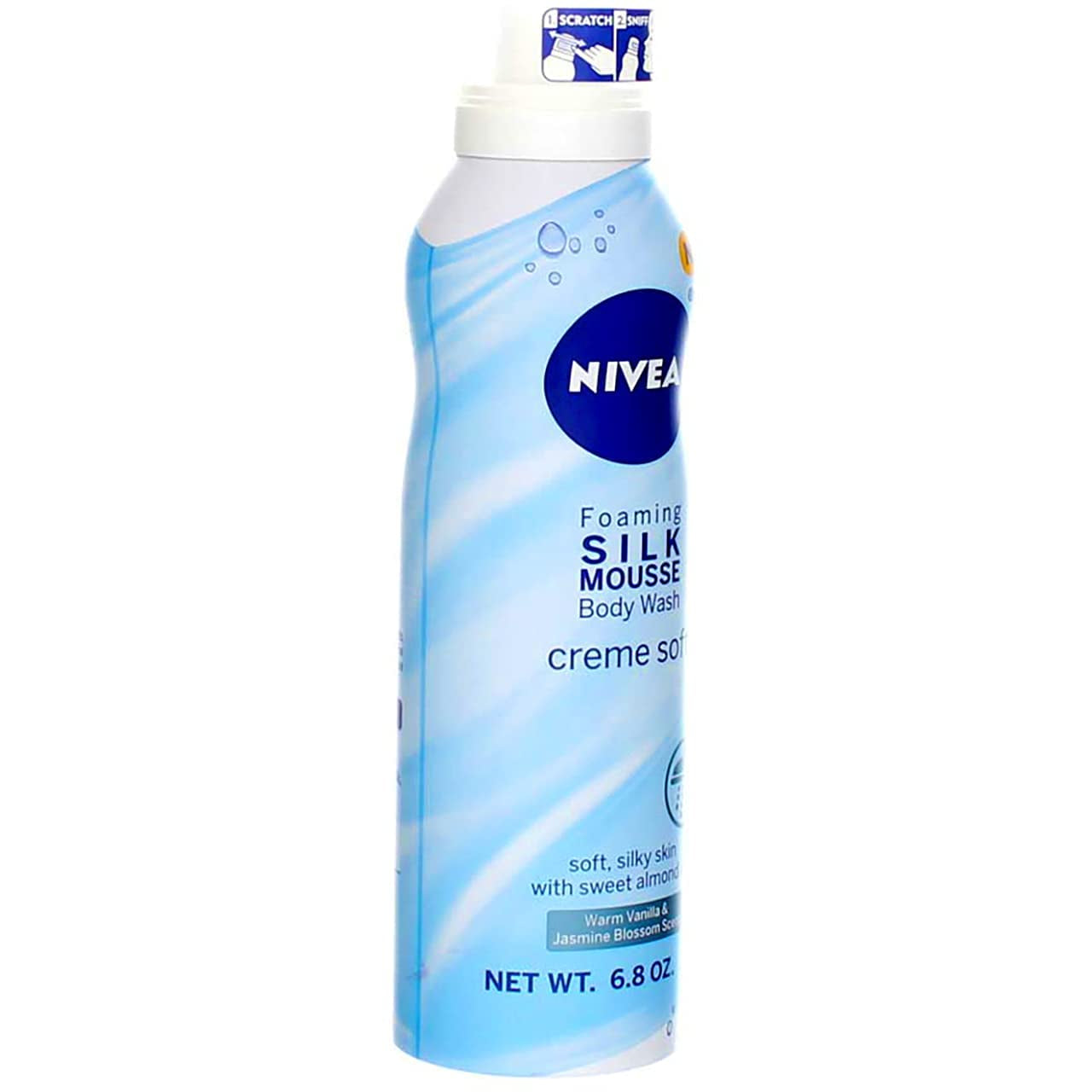 Nivea Creme Soft Foaming Silk Mousse Body Wash, Vanilla and Jasmine Blossom, 6.8 Ounce