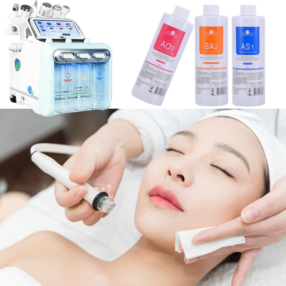 Hydrate Face Solution AO3 for Facial Machine Professional, AS1 SA2 AO3 Aqua Peeling Solution Hydrate Serums for Facial Cleansing, Face Skin Care, Hydrating, Exfoliate (400Ml/3Pcs)