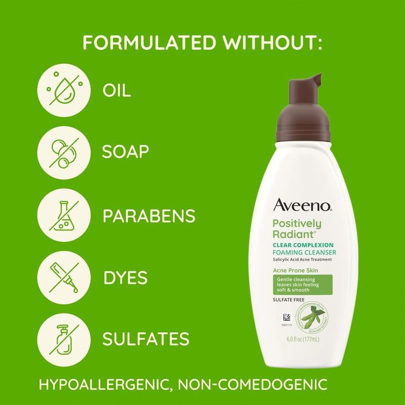 Clear Complexion Foaming Facial Cleanser, Oil-Free Acne Face Wash, 6 Fl. Oz