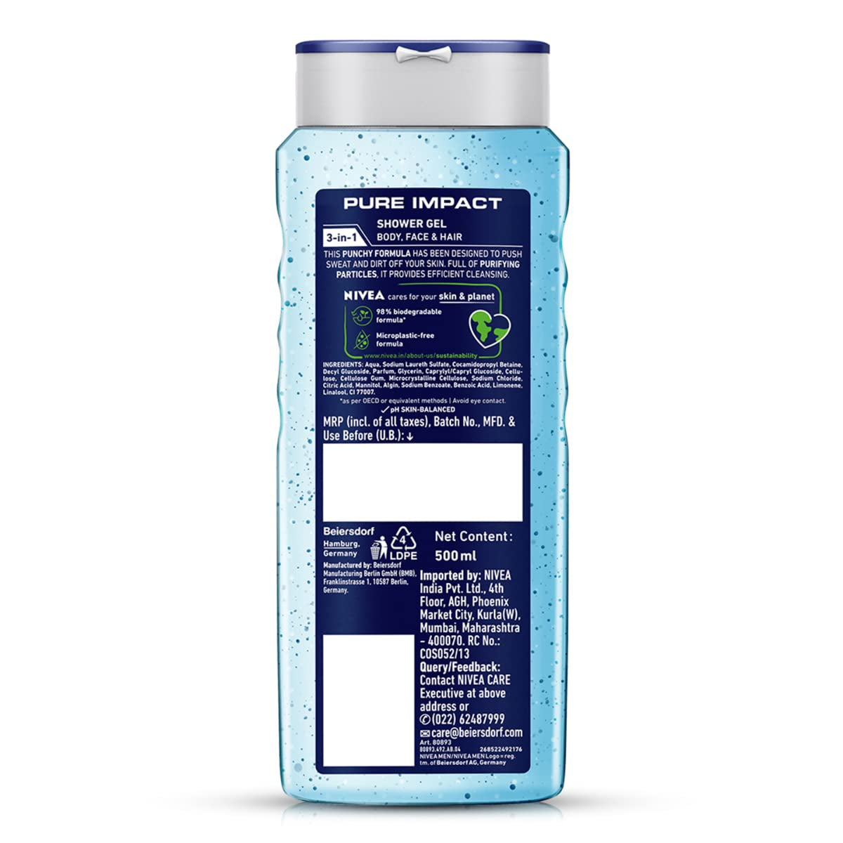 Nivea Pure Impact Shower Gel, 500Ml