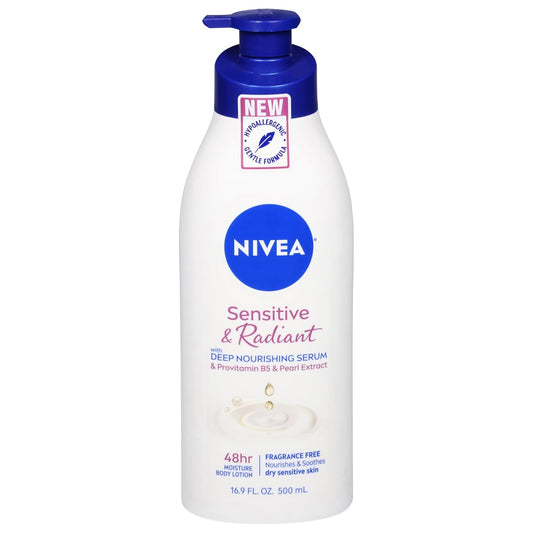 NIVEA, Sensitive & Radiant Body Lotion, 16.9 Fl Oz