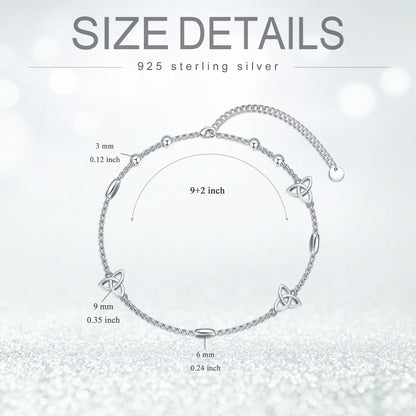 S925 Sterling Silver Celtic Knot Ankle Bracelets Birthday Anniversary Mothers Day Christmas Gifts for Women