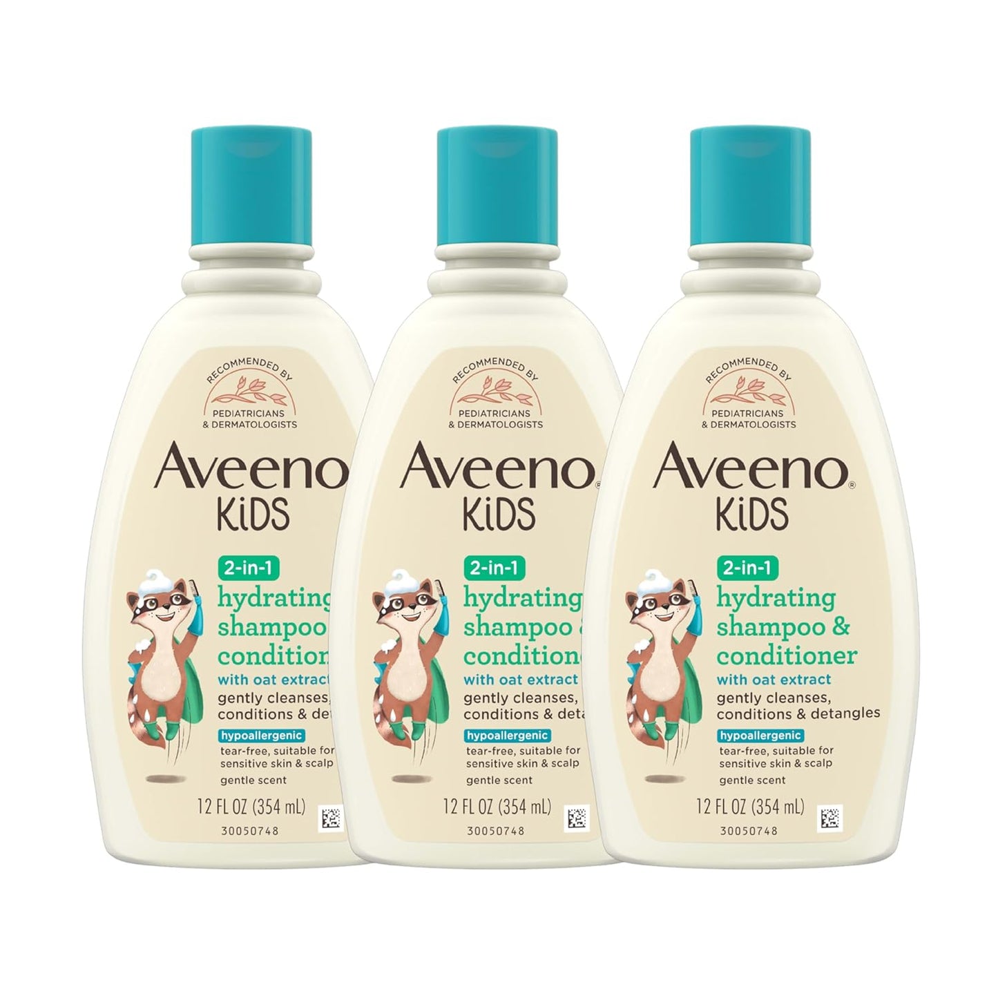 Aveeno Kids 2-In-1 Hydrating Shampoo & Conditioner, Gently Cleanses, Conditions & Detangles Kids Hair, Formulated with Oat Extract, for Sensitive Skin & Scalp, Hypoallergenic, 12 Fl. Oz