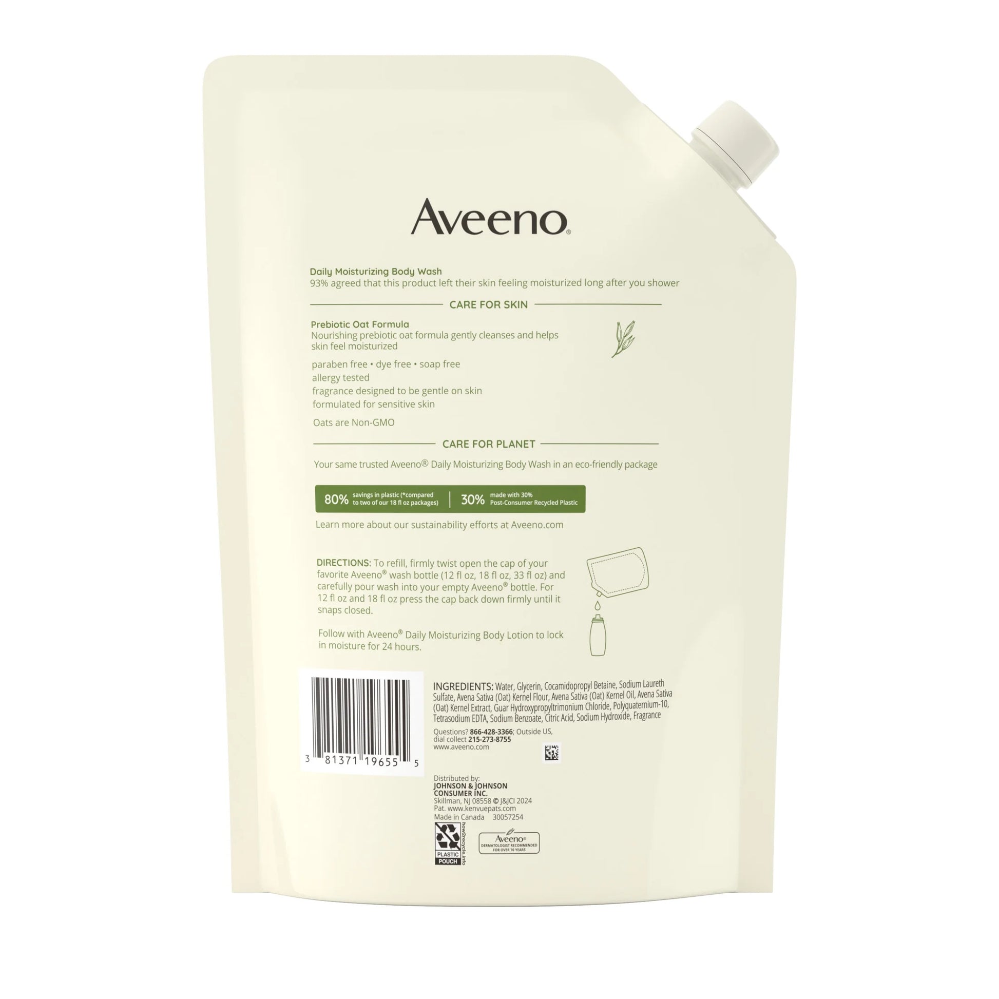 Daily Moisturizing Body Wash + Prebiotic Oat Refill, 36 Fl. Oz