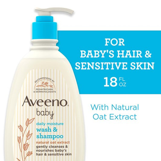 Aveeno Baby Daily Moisture 2 in 1 Shampoo and Wash 18 Fl Oz Gentle Cleanser