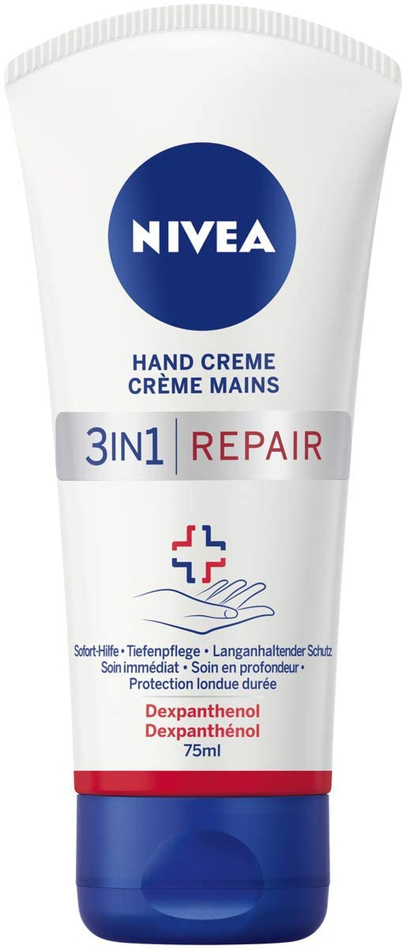 NIVEA 3In1 Repair Hand Creme (75 Ml), Reichhaltige Hautcreme Mit Dexpanthenol Für Intensive Pflege, Handpflege Bei Sehr Trockenen Und Rissigen Händen