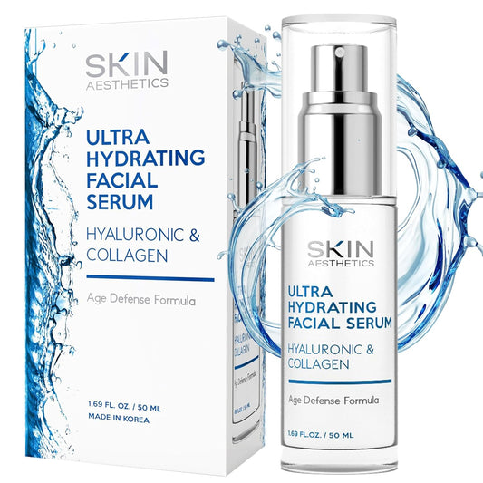 Skin Aesthetics Hyaluronic Acid Serum for Face - Dermatologist Tested - with Collagen for Anti-Aging, Ultra Hydrating, Fine Lines, Wrinkles & Acne Scar Treatment - Clean Beauty, Korean Skincare