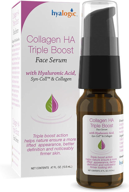 Hyalogic HA Collagen Serum - Triple Action Face Serum for Enhanced Skin Health - Peptide-Infused Formula for Youthful Firmness and Elasticity, Fragrance-Free and Paraben-Free, 0.47 FL OZ