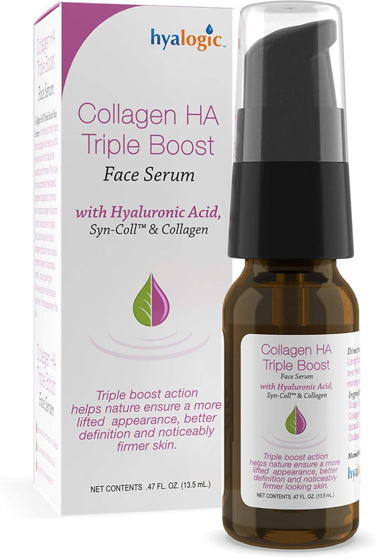 Hyalogic HA Collagen Serum - Triple Action Face Serum for Enhanced Skin Health - Peptide-Infused Formula for Youthful Firmness and Elasticity, Fragrance-Free and Paraben-Free, 0.47 FL OZ